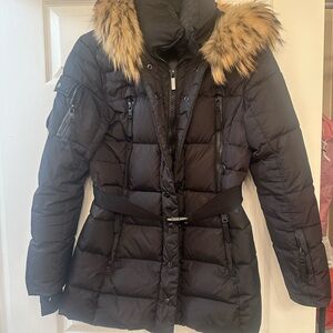 SAM Black Puffer Jacket with Fur Hood